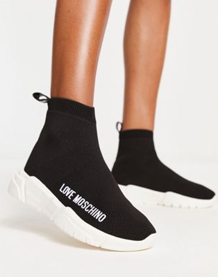 Черные кроссовки-носки на платформе Love Moschino LOVE Moschino