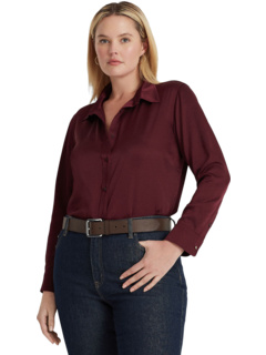 Плюс размер Атласная рубашка из шармеза LAUREN Ralph Lauren