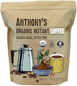 Anthony's Organic Instant Coffee,14oz, Ultra Fine Microground, Gluten Free, Arabica, Non GMO Anthony's