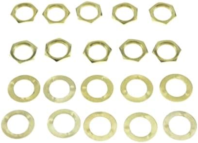 Dopro 10-Pack Brass USA 3/8"-32 Thread Guitar Pots Nuts Potentiometer Hex Nuts Guitar/Bass Jack Nuts and Washers for US CTS Pots/Switchcraft/Pure Tone Jacks Black Dopro