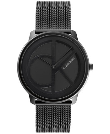 Мужские культовые часы-браслет из нержавеющей стали черного цвета с сеткой 40 мм Calvin Klein