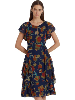 Женское платье Floral Ruffle-Trim Georgette от LAUREN Ralph Lauren LAUREN Ralph Lauren