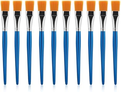 10Pcs 1 inch Flat Paint Brushes for Acrylic Painting Watercolor Quality Synthetic Artist Paint Synthetic Paint Brushes with Wooden Handle for Watercolor, Oil, Crafts, Face Body Mozeat Lens