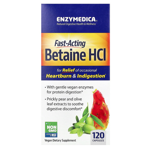 Betaine HCl - 120 Капсул - Enzymedica Enzymedica