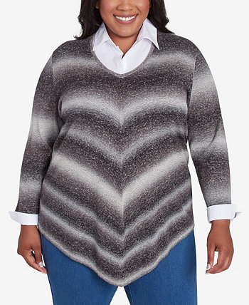 Женский Пуловер Alfred Dunner Plus Size Classic Chevron Ombre Chevron Two in One Alfred Dunner