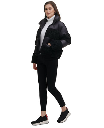 Женская пуховая куртка из шерпы с молнией спереди DKNY