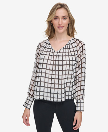 Женская блузка с длинными рукавами и v-образным вырезом с принтом Calvin Klein