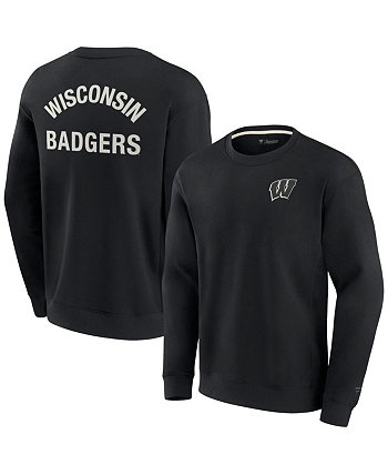 Мужской и женский черный супермягкий пуловер Wisconsin Badgers Crew Sweatshirt Fanatics Signature
