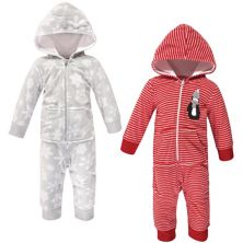 Hudson Baby Infant Fleece Jumpsuits, Coveralls, and Playsuits 2pk, Red Penguin Hudson Baby