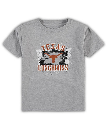 Preschool Toddler Unisex Gray Texas Longhorns Splatter Toni T-shirt Garb