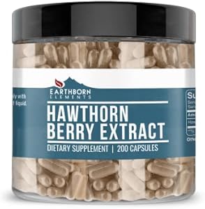 Earthborn Elements Hawthorn Berry Extract 200 Capsules, Pure & Undiluted, No Additives Earthborn Elements