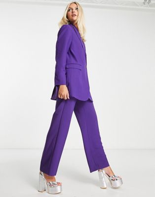 JJXX Mary high waisted tailored pants in purple - part of a set JJXX