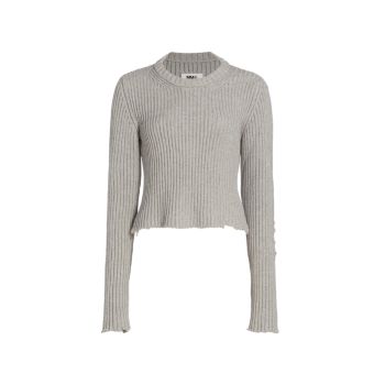 Distressed Rib-Knit Sweater MM6 Maison Margiela