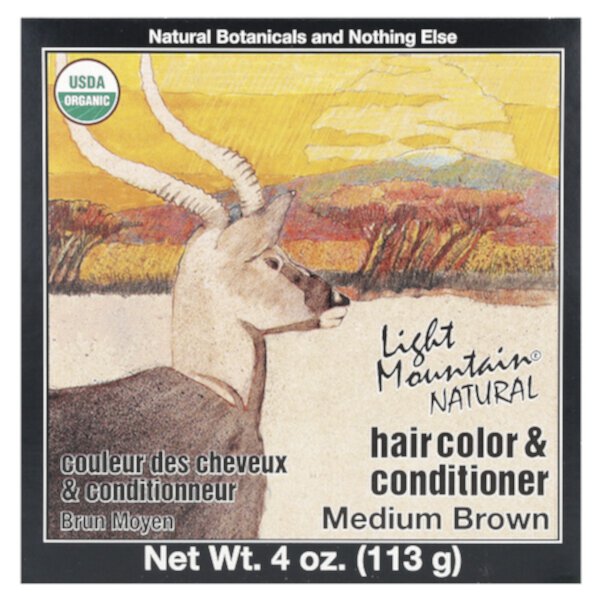 Натуральная краска и кондиционер для волос, средне-коричневый, 4 унции (113 г) Light Mountain