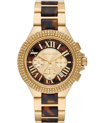 Женские часы Camille с хронографом из нержавеющей стали с золотым оттенком и черепаховым браслетом из ацетата 43 мм Michael Kors