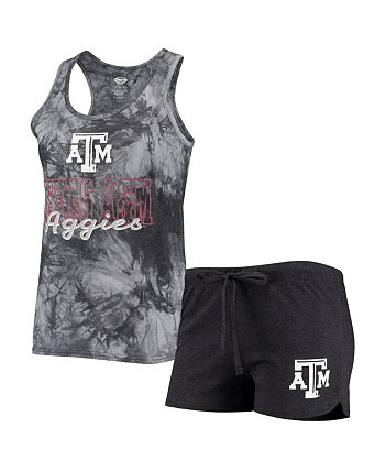 Женский темно-серый комплект из майки и шорт Texas A&M Aggies Billboard Tie-Dye Concepts Sport