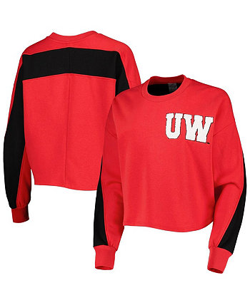 Женский пуловер с цветными блоками Red Wisconsin Badgers Back To Reality Gameday Couture
