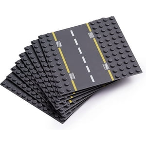 Large Building Blocks Road Base Plates – 8Pcs Straight and Curved Road Apostrophe Games