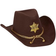 Novelty Felt Cowboy Sheriff's Hat - Fun Party Outfit Costume with Gold Braid for Halloween, Office Parties Juvale