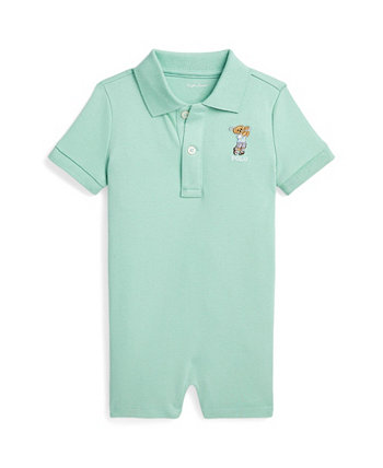 Короткая рубашка-поло из мягкого хлопка с медведем для маленьких мальчиков Polo Ralph Lauren