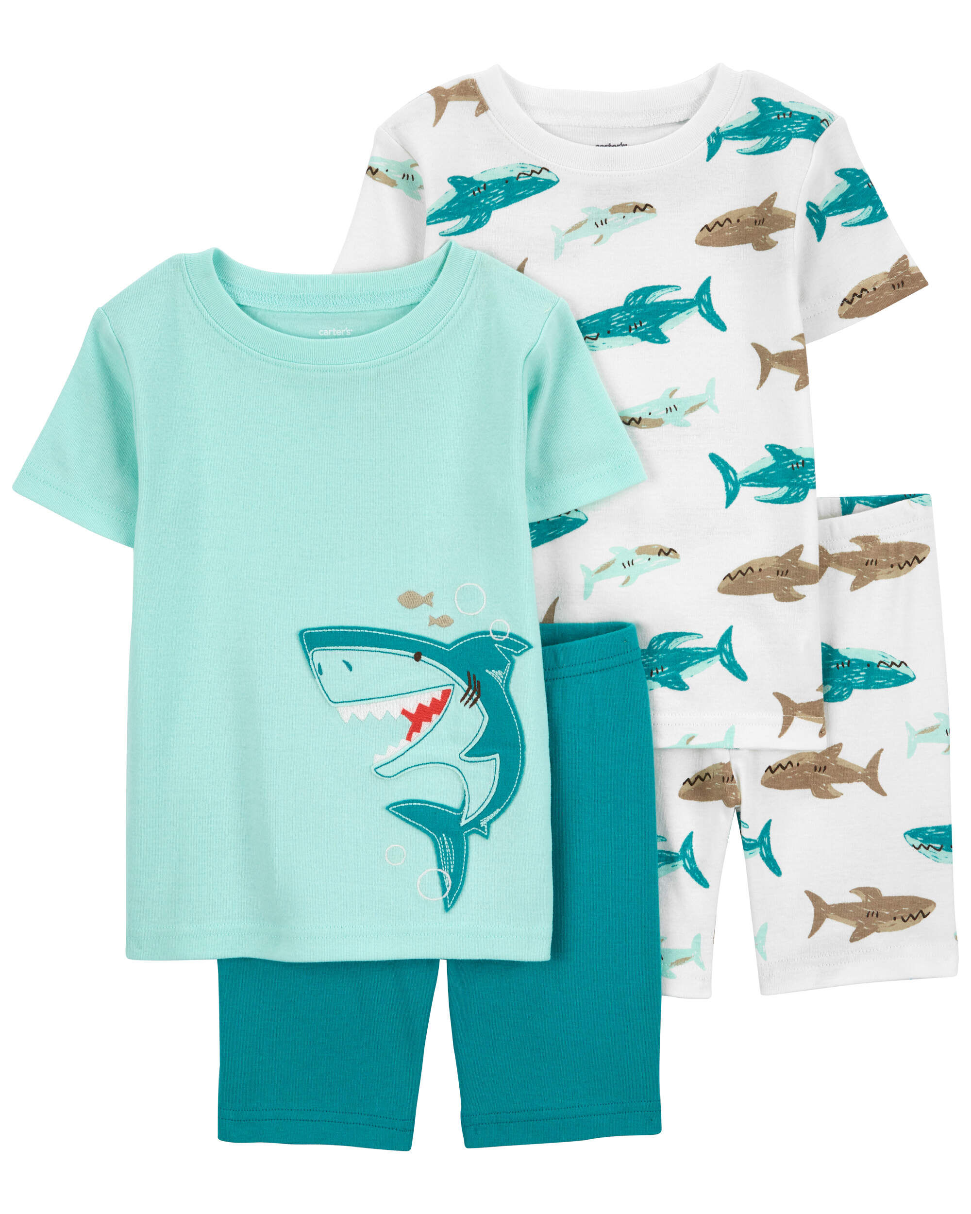 Комплектная пижама из 100 % плотного хлопка с изображением акулы для малышей, состоящая из 4 предметов Carter's