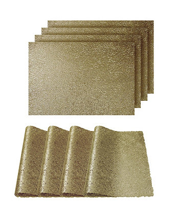 Двусторонние металлические салфетки Lacey, устойчивые к скольжению, салфетки размером 12 x 18 дюймов - набор из 4 Dainty Home