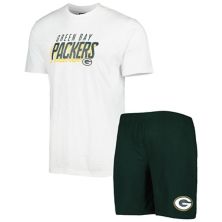 Мужская футболка Concepts Sport, зеленый/белый комплект для сна Green Bay Packers Downfield с футболкой и шортами Unbranded