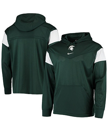 Зеленая мужская толстовка с капюшоном из джерси Michigan State Spartans Sideline Nike