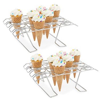 Ice Cream Cone Holder Stands for Party, Baking Rack (10.8 x 7.9 x 3.5 in, 2 Pack) Okuna Outpost