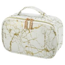 Marble Cosmetic Travel Bag Make Up Brush Organizer Bag Storage For Women 8&#34;x5&#34;x4&#34; Unique Bargains