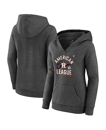 Женская темно-серая толстовка с капюшоном Houston Astros 2021 Американской лиги чемпионов, пуловер больших размеров с перекрещенным вырезом и капюшоном Fanatics