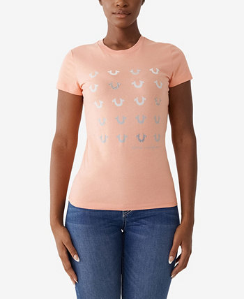 Женская облегающая футболка с круглым вырезом подковы с эффектом омбре True Religion