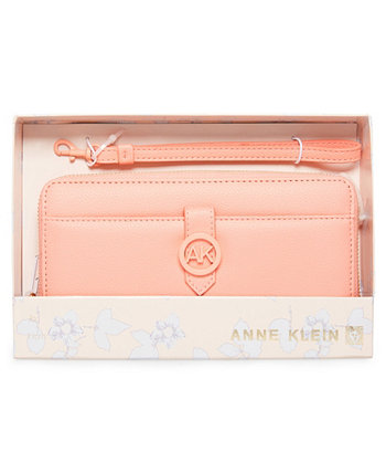 Тонкий кошелек на молнии в штучной упаковке со съемным ремешком на запястье Anne Klein