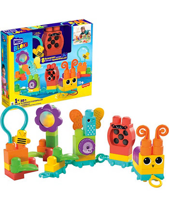 Сенсорные игрушечные блоки Fisher-Price Move and Groove Caterpillar, 24 предмета, для набора для малышей Mega Bloks