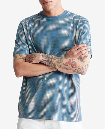 Мужская классическая футболка с круглым вырезом в горошек и короткими рукавами Calvin Klein