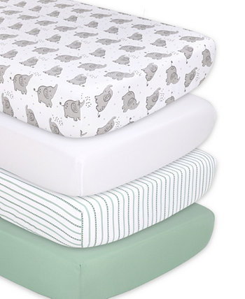 Комплект простыней для кроватки Not So Basic Elephant из 4 предметов The Peanutshell