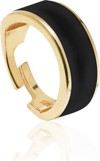 Регулируемое кольцо из 14-каратного желтого золота Vermeil с черной эмалью GAB COS DESIGNS