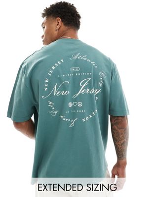 ASOS DESIGN oversized t-shirt in teal with New Jersey back print ASOS DESIGN