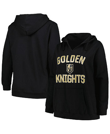 Женский черный пуловер с капюшоном Vegas Golden Knights размера плюс с аркой и логотипом Profile