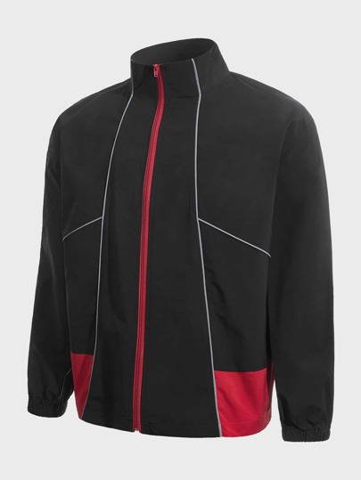 для мужчины Спортивная куртка светоотражающий с текстовым принтом на молнии SHEIN