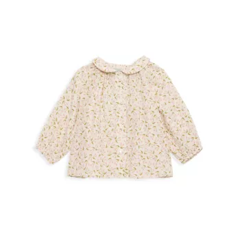 Для маленьких девочек &amp; Блузка «Питер Пэн» для маленькой девочки с вишневым принтом Bonpoint