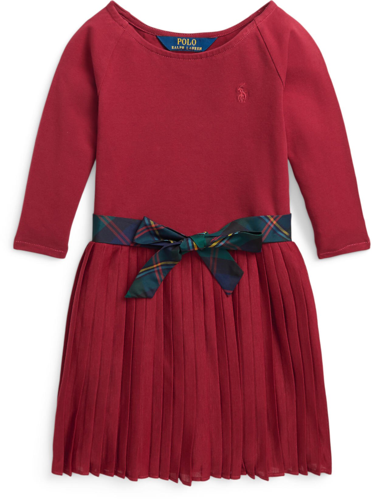 Плиссированное платье из эластичного трикотажа (для малышей/маленьких детей) Polo Ralph Lauren