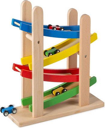 Гонка на деревянных автомобильных пандусах - 4-уровневая рампа для игрушечных машин Play22