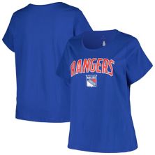 Women's Profile Blue New York Rangers Plus Size Arch Over Logo T-Shirt Profile