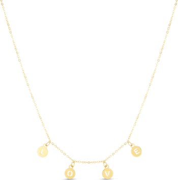 Ожерелье с подвеской «Любовь» из желтого золота 14 карат KARAT RUSH