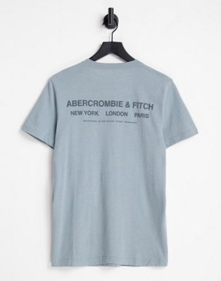 Голубая футболка с логотипом на заднем плане Abercrombie & Fitch Abercrombie & Fitch