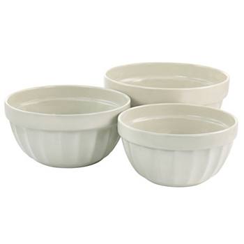 3 Piece Stoneware Bowl Set in Beige Gibson Home