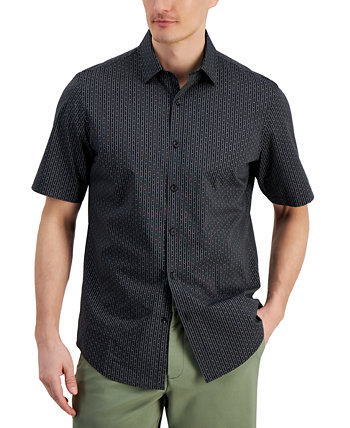 Мужская рубашка обычного кроя на пуговицах с зажимом в полоску, окрашенная в пряжу, созданная для Macy's Alfani