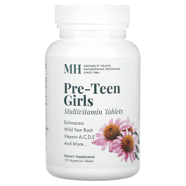 Pre-Teen Girls, Мультивитамины для ежедневного использования, 120 вегетарианских таблеток Michael's Naturopathic