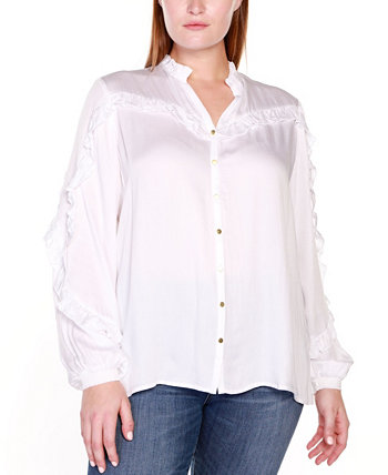 Блуза больших размеров Black Label с рюшами и пуговицами спереди Belldini